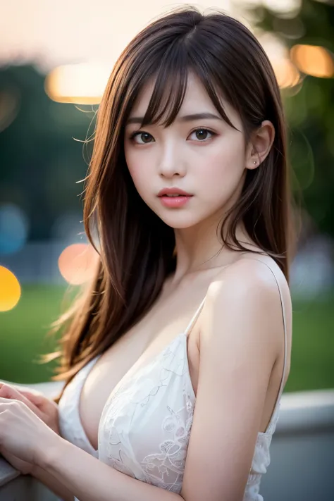 (best quality), (ultra-detailed), (illustration), (detailed light), (an extremely delicate and beautiful), 1young girl, brown hair, brown eyes, model, bare shoulders, best quality, extremely detailed CG unified 8k wallpaper, High-definition raw color photo...