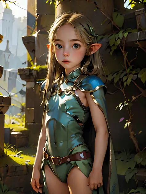 (high definition) 1 girl, alone, elf girl in armor, elven girl, elf, armor, and medieval clothing, a crown in the cave, cape, an...