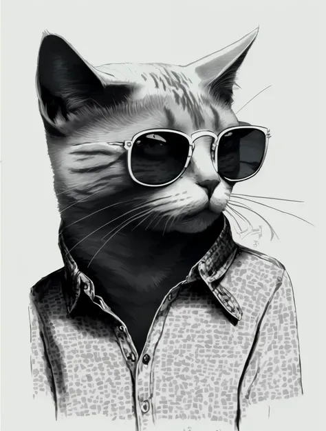 a close up of a cat wearing sunglasses and a shirt, looking heckin cool and stylish, cat design, anthropomorphic cat, anthro cat, an anthro cat, cat portrait, cat detailed, aesthetic siamese cat, illustration of a cat, anthropomorphic female cat, !!!! cat!...