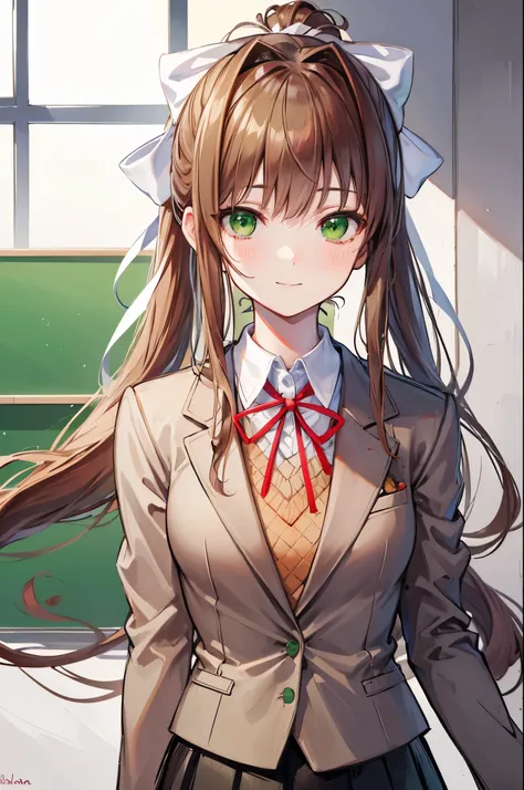 (face portrait:1.2), upper body, (masterpiece), best quality, expressive eyes, perfect face, highres, 1 girl, solo, ddlcmonika, ...