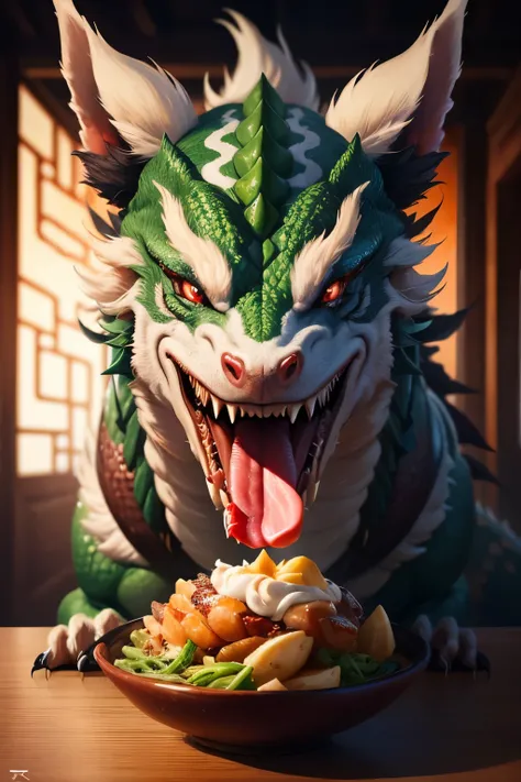 Chinese dragon 8k HD eating