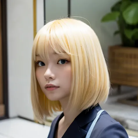 blonde short　Japanese　1 person