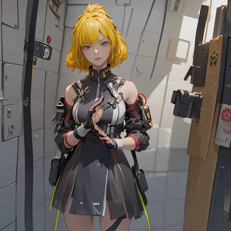 ((best quality)), ((masterpiece)), (detailed:1.4), 3d, an image of a beautiful cyberpunk female, short yellow hair, red eyeys,hd...