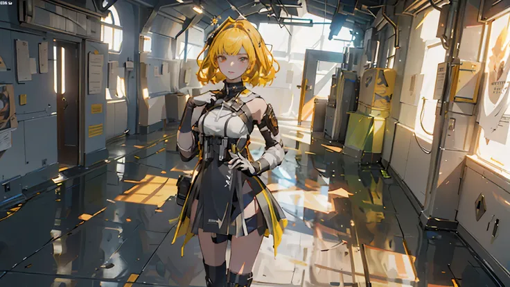 ((best quality)), ((masterpiece)), (detailed:1.4), 3d, an image of a beautiful cyberpunk female, short yellow hair, red eyeys,hd...