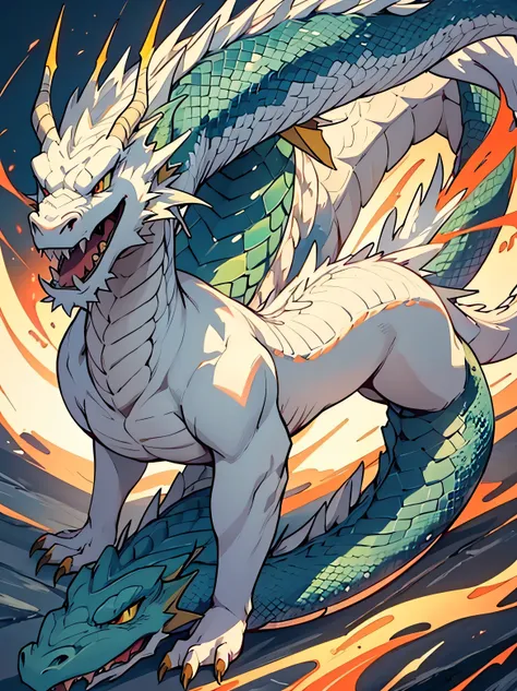 (best quality,4K,8 thousand,high resolution,masterpiece:1.2), oriental dragon, asian dragon, dragon full body, snake-like body, white dragon