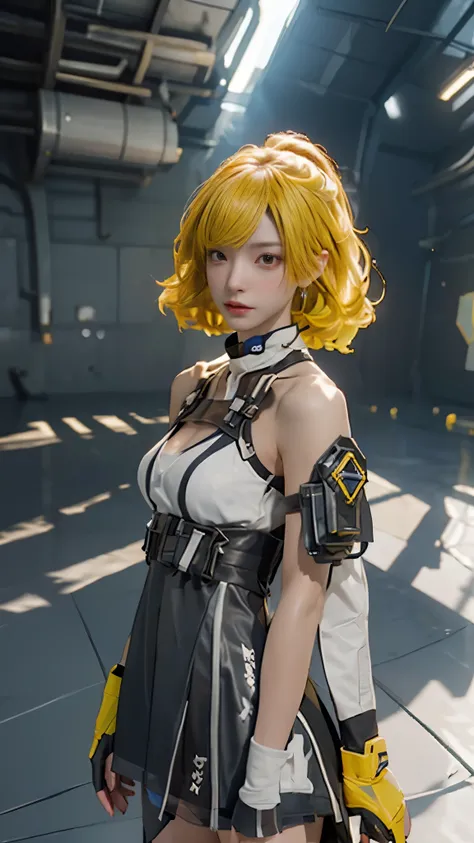 ((best quality)), ((masterpiece)), (detailed:1.4), 3d, an image of a beautiful cyberpunk female, short yellow hair, red eyeys,hd...