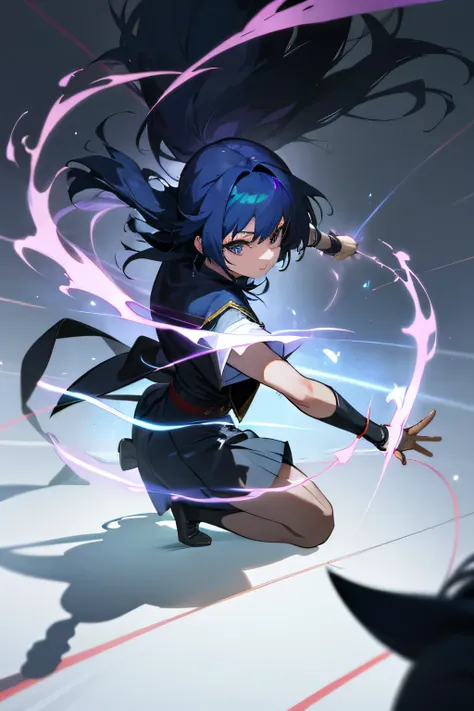 anime girl creating mist illusions to fight of the shadow form villains