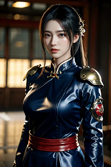 Game art，The best picture quality，Highest resolution，8K，((A bust photograph))，((Portrait))，(Rule of thirds)，Unreal Engine 5 rendering works， (The Girl of the Future)，(Female Warrior)， 22岁少女，(Female hackers)，(Ancient Oriental hairstyle)，(A beautiful eye ful...