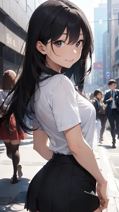 ((best quality)), ((masterpiece)), (detailed), perfect face，good body shape，Anterior convex and posterior，long hair，Smile，Three people，Wear professional attire，asian women，Can be used as a screensaver，HD，depth of field，short skirt，Genshin