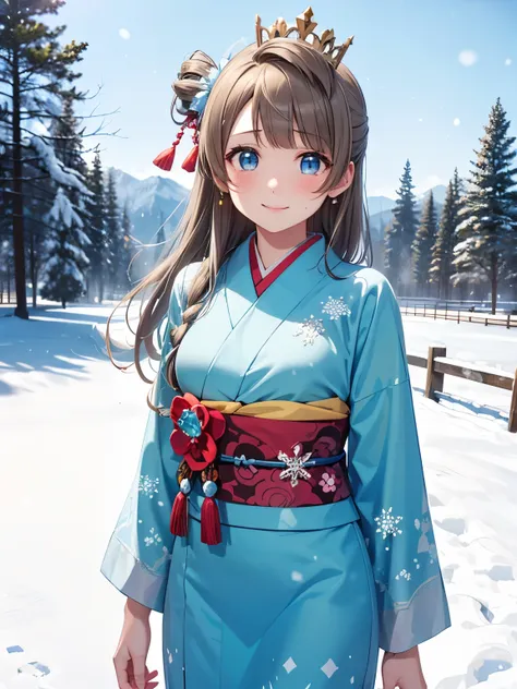 kotori like a snow spirit 、masterpiece, very detailed, super detailed, standing, alone, absolute reference to center、(1 girl), (...