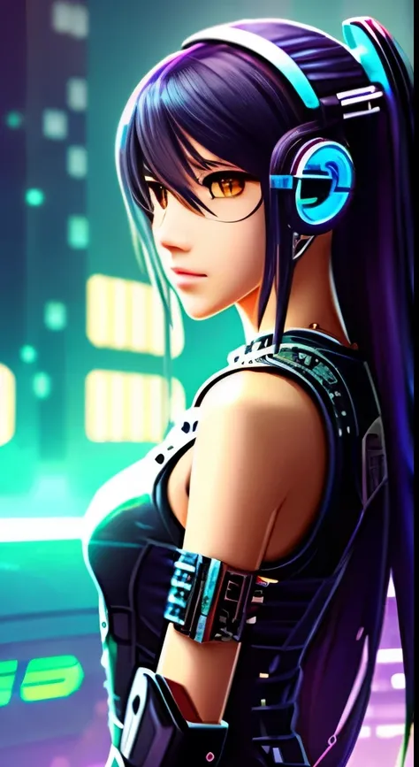 (best quality:1.2,high resolution,Super detailed,actual),digital,cyberpunk,Japanese cartoons,Girl with long hair and cat ears,cyberpunk Japanese cartoons art,Girl in mech suit,cyberpunk Japanese cartoons girls,cyberpunk Japanese cartoons girl with long hai...