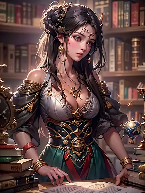 ((highest quality)),(ultra high resolution),(Super detailed),(detailed description),((best CG)),(best work of art),super precision art,great drawing art,(Fantasy art with precise details:1.5), (1 woman:1.6),alchemist:1.6,beautiful and well-shaped face:1.6,...