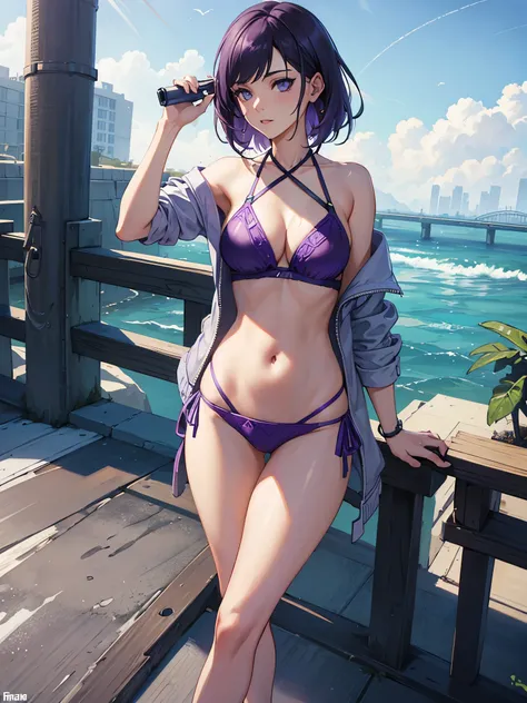 GTA5, violet bikini, on bridge