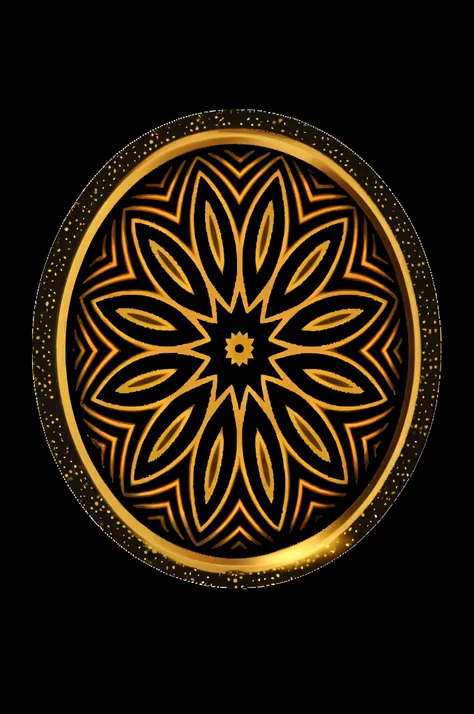 a close up of a decorative plate with a gold design, ornate galactic gold, gold inlay, black and gold colors, gold black, mandala ornament, golden filigree, circle design, mandala, round design, black and gold rich color, ornate gold, glossy intricate desi...