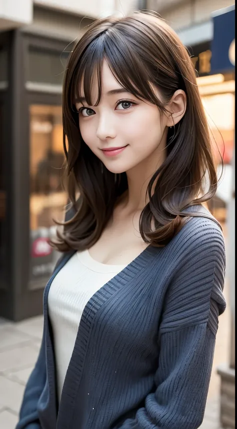 Laughter、 laugh, muste piece, best quality, illustration, Super detailed, fine details, High resolution, 8K Dende Wallpaper, perfect dynamic composition, beautiful detailed eyes, Winter casual wear,medium hair,small breasts、natural color lip, bold sexy po...