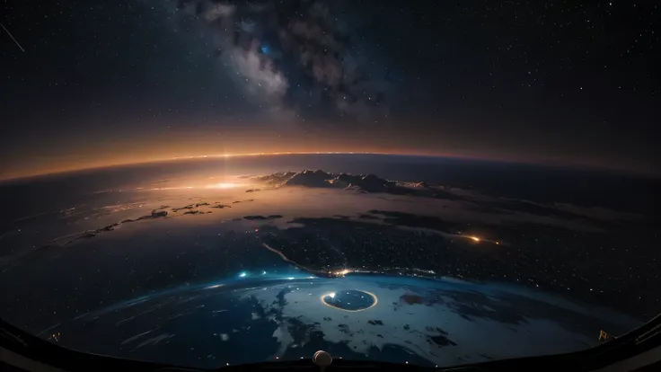 panoramic view from space, las estrellas, galaxias, 8k, ultra realistas, muy detallado, antecedente de calidad 1.5, ultra hd