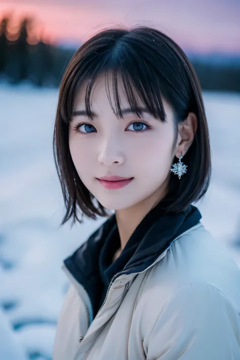 1 girl, (winter clothes:1.2), beautiful japanese actress, 
photogenic, Yukihime, long eyelashes, snowflake earrings,
(Raw photo, best quality), (Reality, photorealistic:1.4), (muste piece), 
beautiful detailed eyes, beautiful detailed lips, highly detailed...