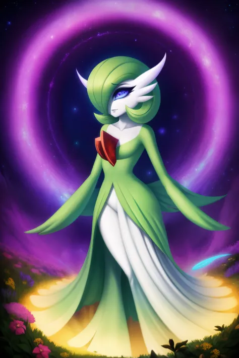 gardevoir,empty eyes,spiral eyes,enchanted,entranced,hypnotized,seductive eyes,epic fantasy artwork,ethereal,mesmerizing,glamoro...