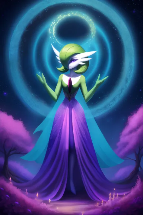 gardevoir,empty eyes,spiral eyes,enchanted,entranced,hypnotized,seductive eyes,epic fantasy artwork,ethereal,mesmerizing,glamoro...