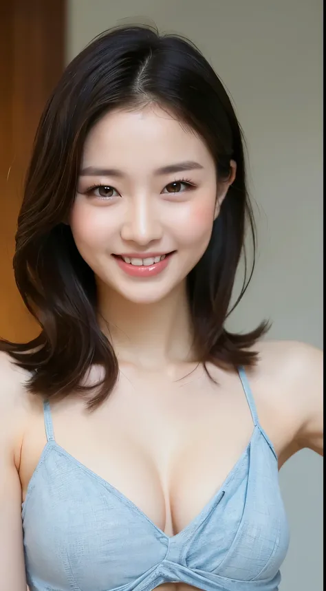 ((best image quality, 8K, masterpiece:1.3)), 1 girl, Beautiful woman with slender abs:1.3, (casual hairstyle, :1.2), sexy dress，Extra-fine face, fine eyes, double eyelid，With a smile。Take pictures in cute poses，numbers are very bad，small waist，big breasts，...