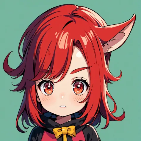 girl, Ears, redhead, Chibik, simple background 