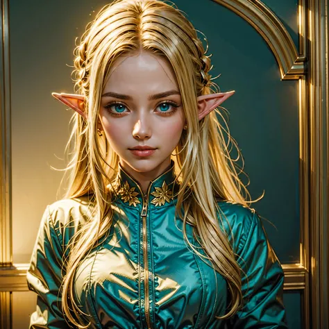 ((masterpiece, best quality, detailed)), 1girl, colerful lighting, deedlit, elf, Blond long Hair, looking at viewer, cute, Portrait