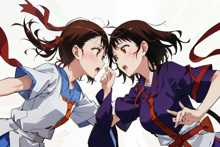 kisaki onodera, conquer, 2 girls only,(((her clone))),nsfw,sexual conflict,fight,((((cat fight)))),((anger)),(look at each other...