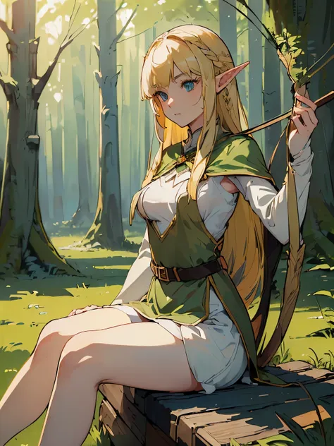 (((masterpiece))) ((( background =  thick forest : at night : camp : detail ))) (((character = young elf female : elegant long b...