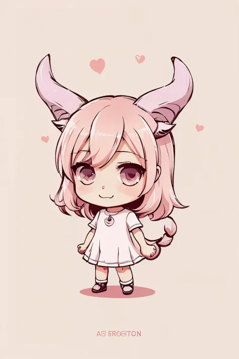 A VERY CUTE CHIBI STYLE ILLUSTRATION OF BAPHOMET IN PASTEL COLORS, VECTOR WITH WHITE BACKGROUND
