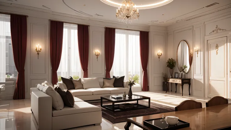 You are a famous interior designer、You have been asked to create a 3D image of a modern large room. Create a harmonious environment with modern and minimalist furniture. Including garden interior.