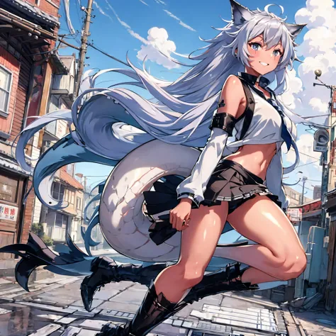 8k, resolution, high quality, high resolution, best quality, extremally detailed, best resolution, absurd resolution, ray tracing, high detailed, masterpiece, extremely detailed,shoulder length white hair, female,2 white wolf ears, teenage girl, slim body,...