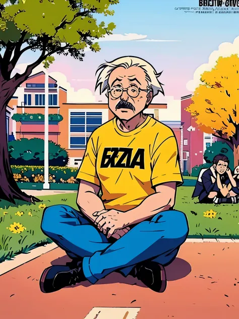 einstein sitting on the ground