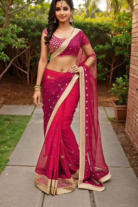 add a red coloured saree to it