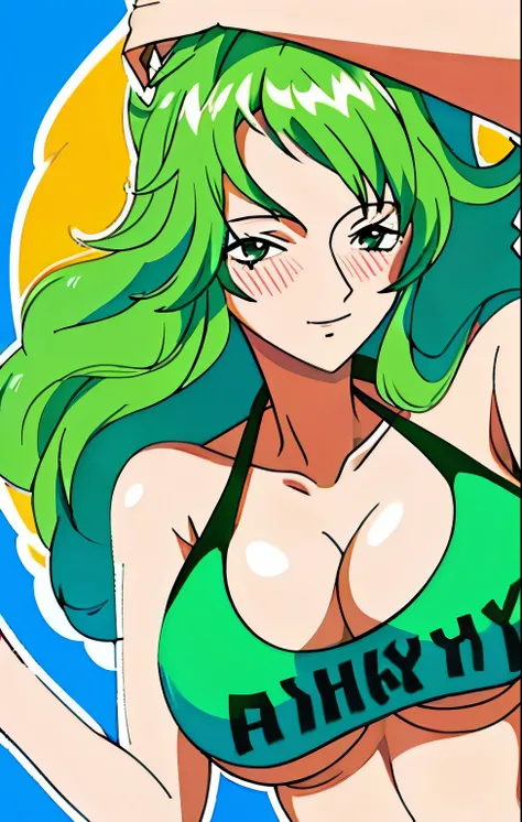   high quality big breasts green hair swimsuit bikini high quality