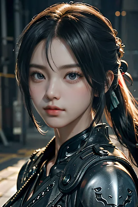 Game art,The best picture quality,Highest resolution,8K,((A bust photograph)),((Portrait)),((Head close-up:1.5)),(Rule of thirds),Unreal Engine 5 rendering works, (The Girl of the Future),(Female Warrior), 22岁少女,(Female hackers),(Rainbow hair:1.2),(Ancient...