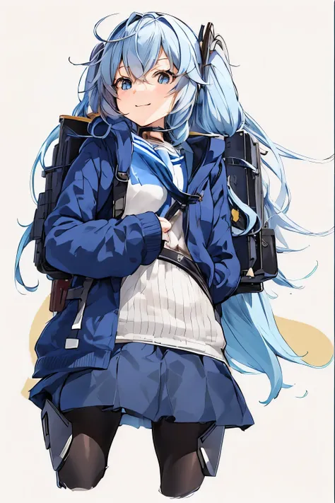 anime girl with blue hair and backpack, Kantai Collection Style, anime moe art style, 2D anime style, long hair anime girl, beautiful anime high school girl, From Arknights, girls front line style, by xiawei, From Dolls Frontline, Rimuru, teal hair anime g...