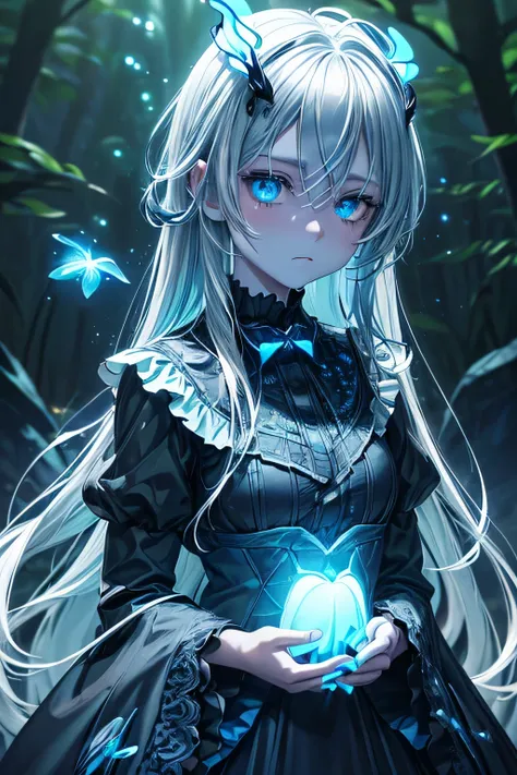 masterpiece, highest quality,(figure:1.0),
1 girl, (Gothic Lolita:1.2), (Black big wings:1.3),(((bioluminescence照明, blue light: 1.5 ,blue lighting: 1.5, blue tint: 1.5))) , (empty eyes:1.8, crazy eyes:1.3, Dark pupils:1.4),
Glowing with black eyes, The spa...