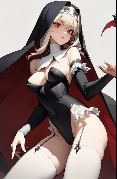 Big ， nun，Succubus，white garters