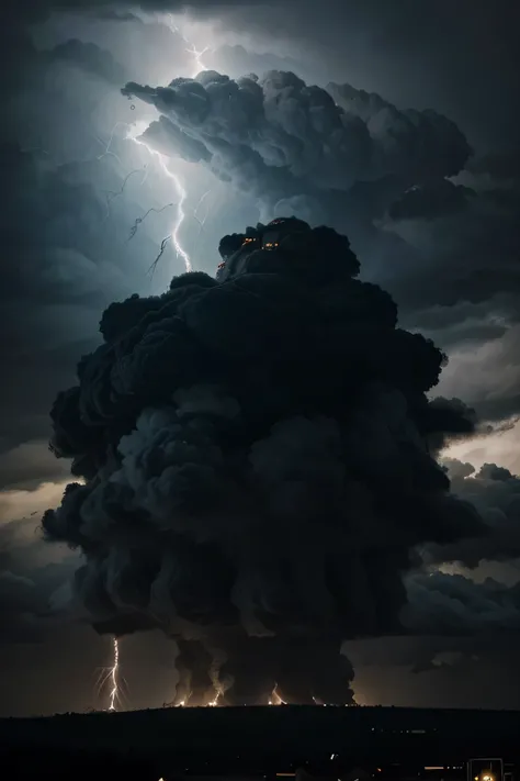 Grumpy Thundercloud: A looming storm cloud, its edges crackling with electricity and a grumpy face formed by lightning strikes. (Think classic Disney villain style, with dramatic shadows and exaggerated features)