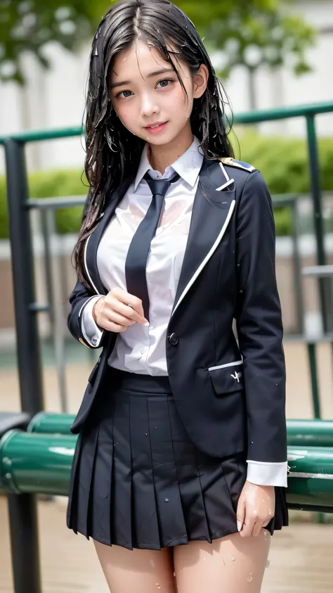 girl cute girl&#39; School)、School playground、Class President、（17 years old）(Are standing:1.4),(look at the camera)、(alone)、(surreal), (shape), (High resolution), (8K), (very detailed), (best shape), (beautiful and detailed eyes), (highest quality), (Super...