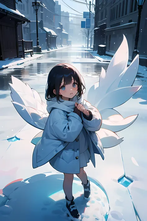 As the snow fell softly from the sky, a young girl walked through the quiet streets of the city. Her name was Lily and she was just an ordinary girl, or so she thought. Little did she know, she possessed a unique and powerful ability - the power of ice.

E...