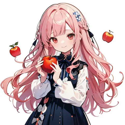 transparent watercolor、girl、Jewel Eyes、Beautiful arrangements and motifs、Depth of bounds written、flat avatar, 1girl, Smile, light pink hair((left and right braids、wavy hair)), leaves in hair、yellow object、hair with white tips, Fashionable Design Clothing((...