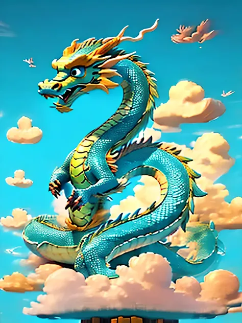 giant dragon in the sky, Asian dragon style.