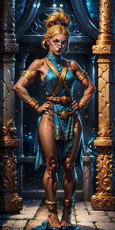 full body, whole body. 1solo (girl). slave fighter, loincloth standing, hands on hips