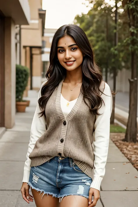 lovely cute young attractive Indian girl, age 23, brown eyes, radiant smile, gorgeous actress, instagram model, Indian origin

Sweater vests worn, giving off major academia vibes, gracefully balancing the intellectual and trendy
Her brown eyes sparkle with...