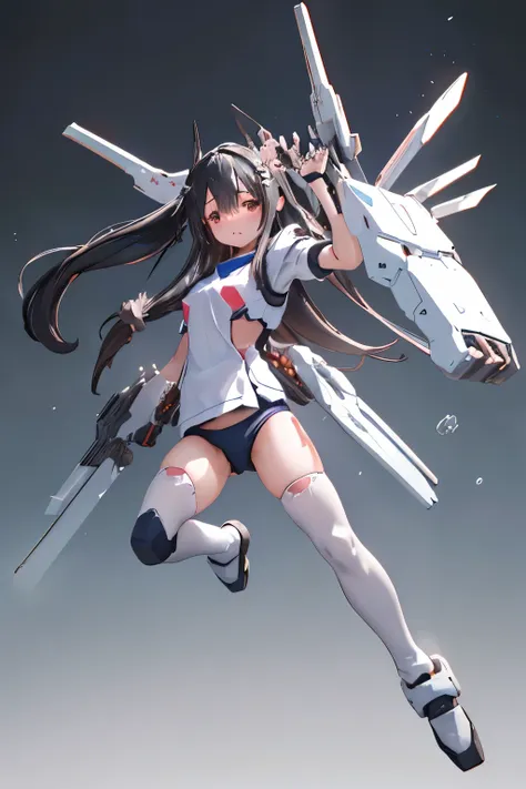 (highest quality)), ((masterpiece)), (very detailed: 1.3), 3d, {(1 young girl)}, (wear navy buruma and white gym uniform with co...