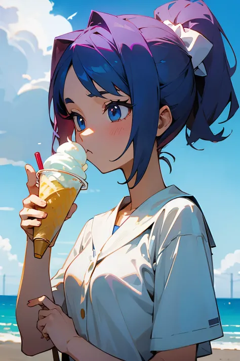 anime girl holding icecream