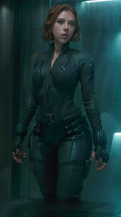 ((best quality)), ((masterpiece)), ((Scarlett Johansson)) (detailed), perfect face, perfect body, playful 30 year old woman, Sensual pose. Inside a spaceship, wearing highly detailed futuristic sexy armor, semi nude, huge boobs, huge butt, half naked, topl...