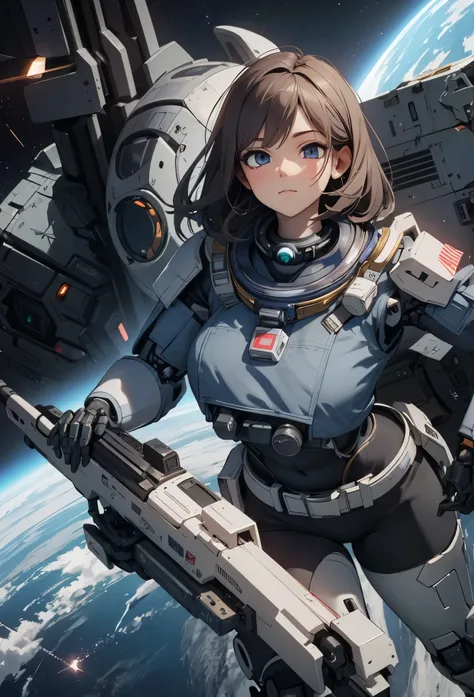 ((Highly accurate drawing in every detail)Extremely precise depiction)[High resolution],(detailed illustrations,とてもfineで緻密な描画,Delicate drawn lines with tempo,Realistic texture expression),[color traced main line],(Space Battlefield [Space Mobile Fortress])...