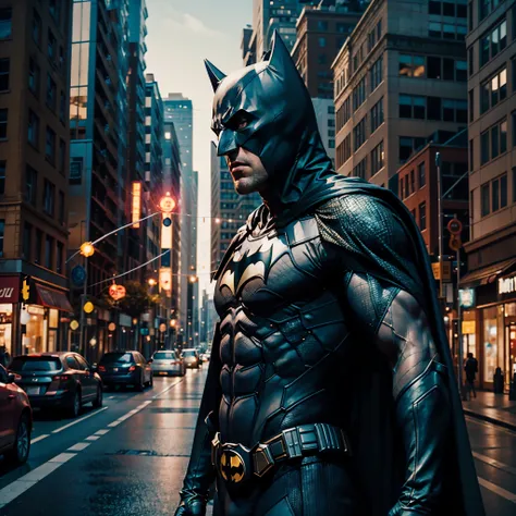 batfleck ben-affleck batman in the rain on a city street at night, from movie batman, film still of batman, in batman movie stil...